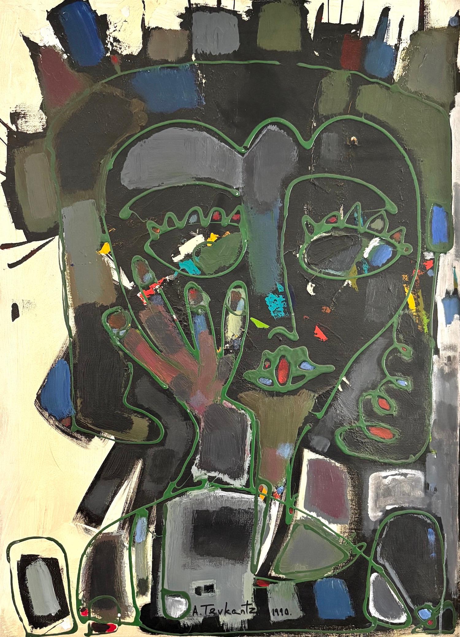 Portrait Contemporary Art Avant- Garde Original Painting Ready to Hang