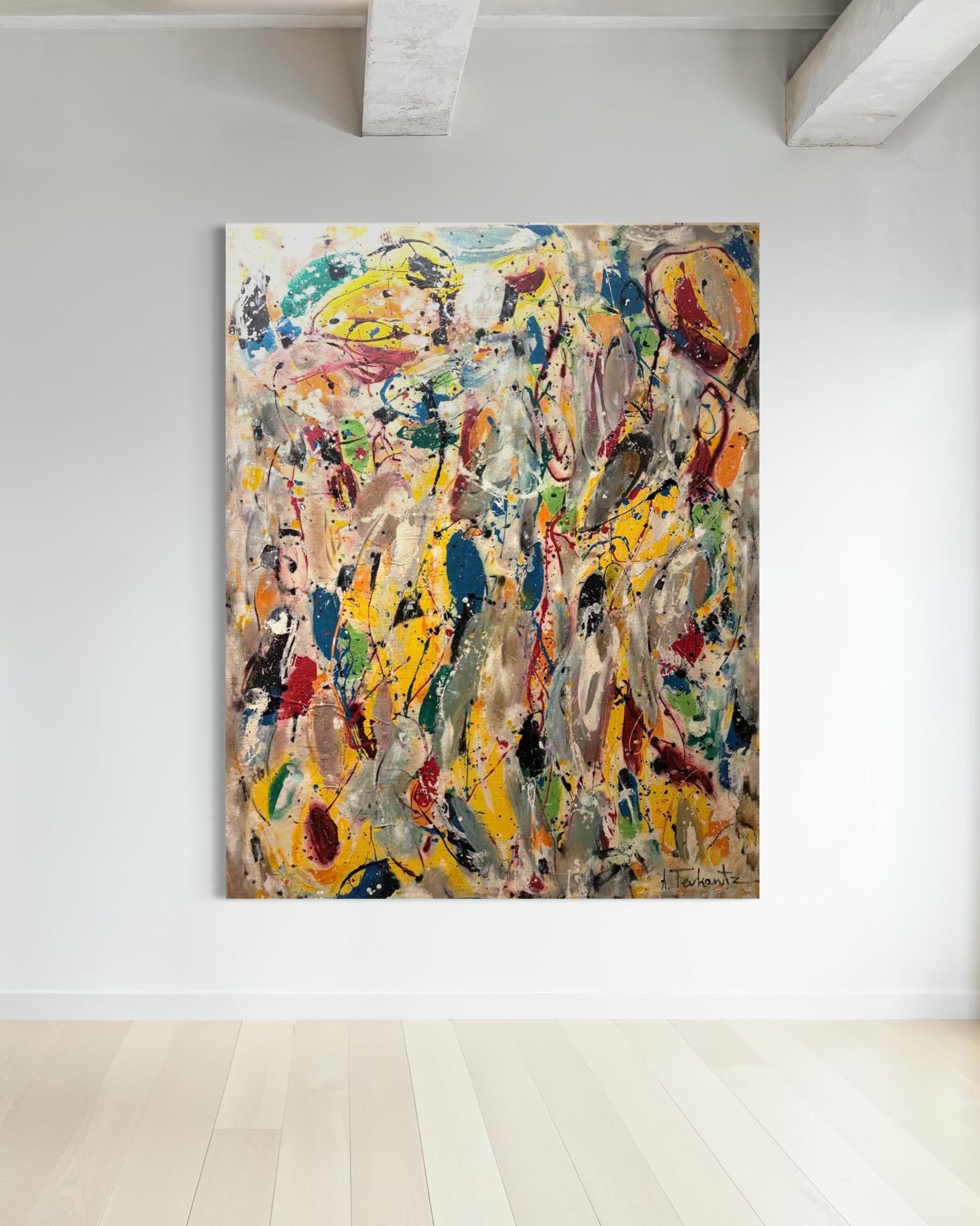 Ritmo del tempo Arte contemporanea Avant Garde Pittura originale pronta da appendere - Painting Impressionismo di Ara Tevkantz