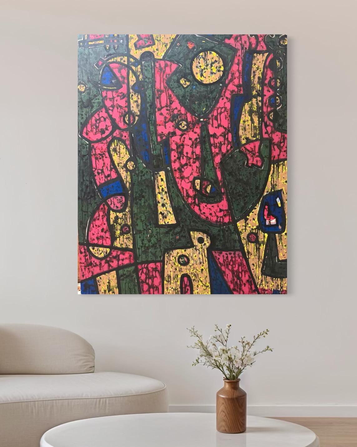 Sie Contemporary Art Avant Garde Originalgemälde hängefertig (Schwarz), Abstract Painting, von Ara Tevkantz