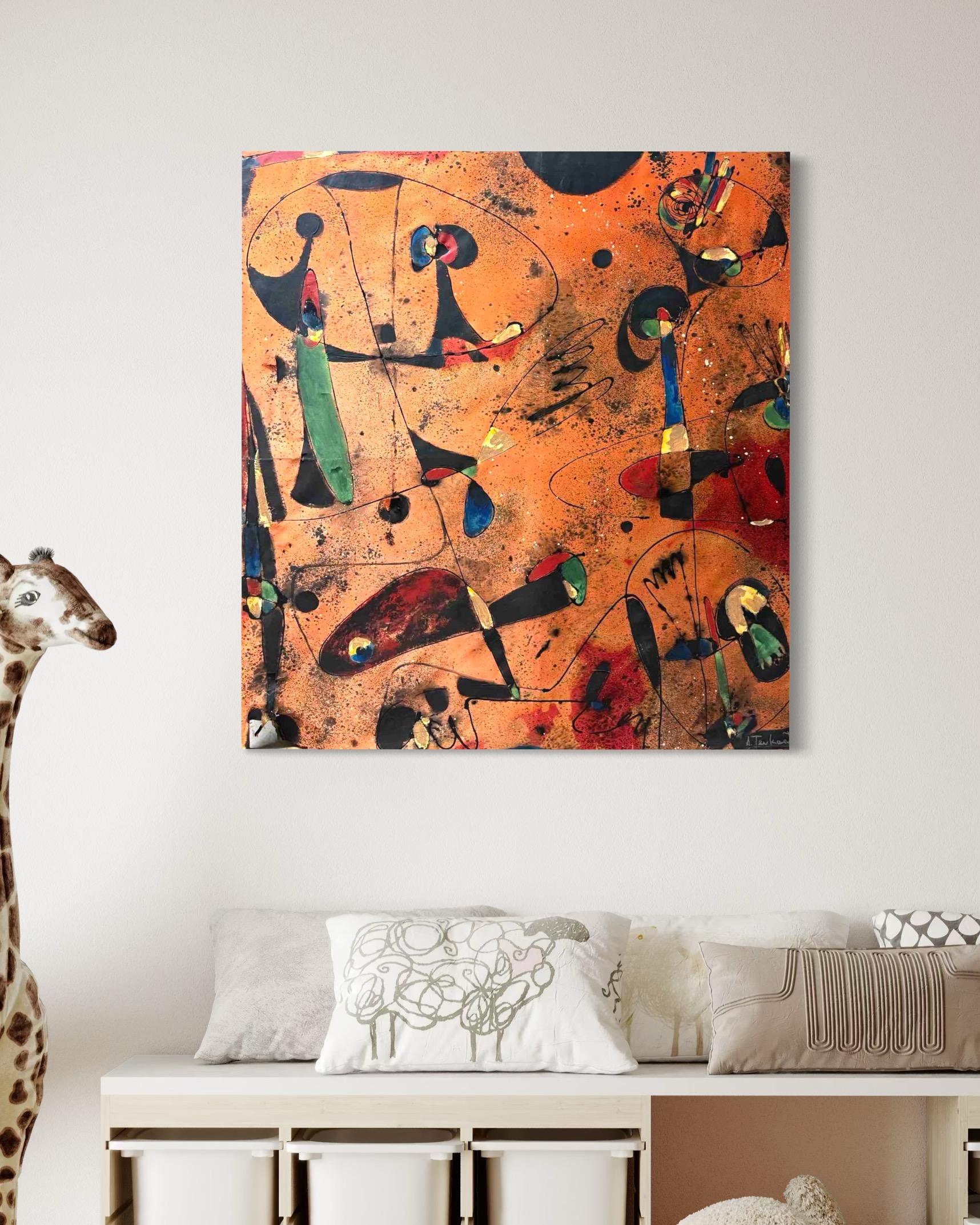 The Shape of Sound Zeitgenössische Kunst Avant Garde Originalgemälde Aufhängefertig (Braun), Abstract Painting, von Ara Tevkantz