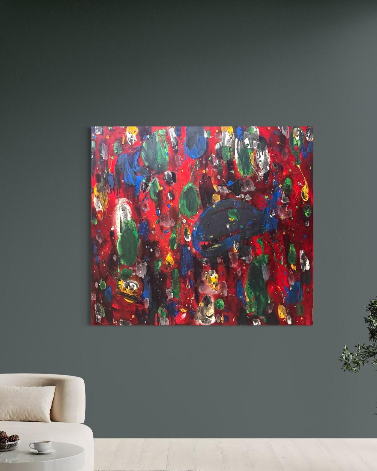 Unfolding Presence Contemporary Art Avant- Garde Original Painting Ready to Hang - Black Abstract Painting by Ara Tevkantz