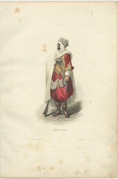 Arab Chief Costume Print Algeria 1853 by Compte-Calix – Hand-Colored Lithograph