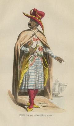 Arab Gentleman of High Rank, Antique Hand-Colored Costume Print, Berghaus, 1854