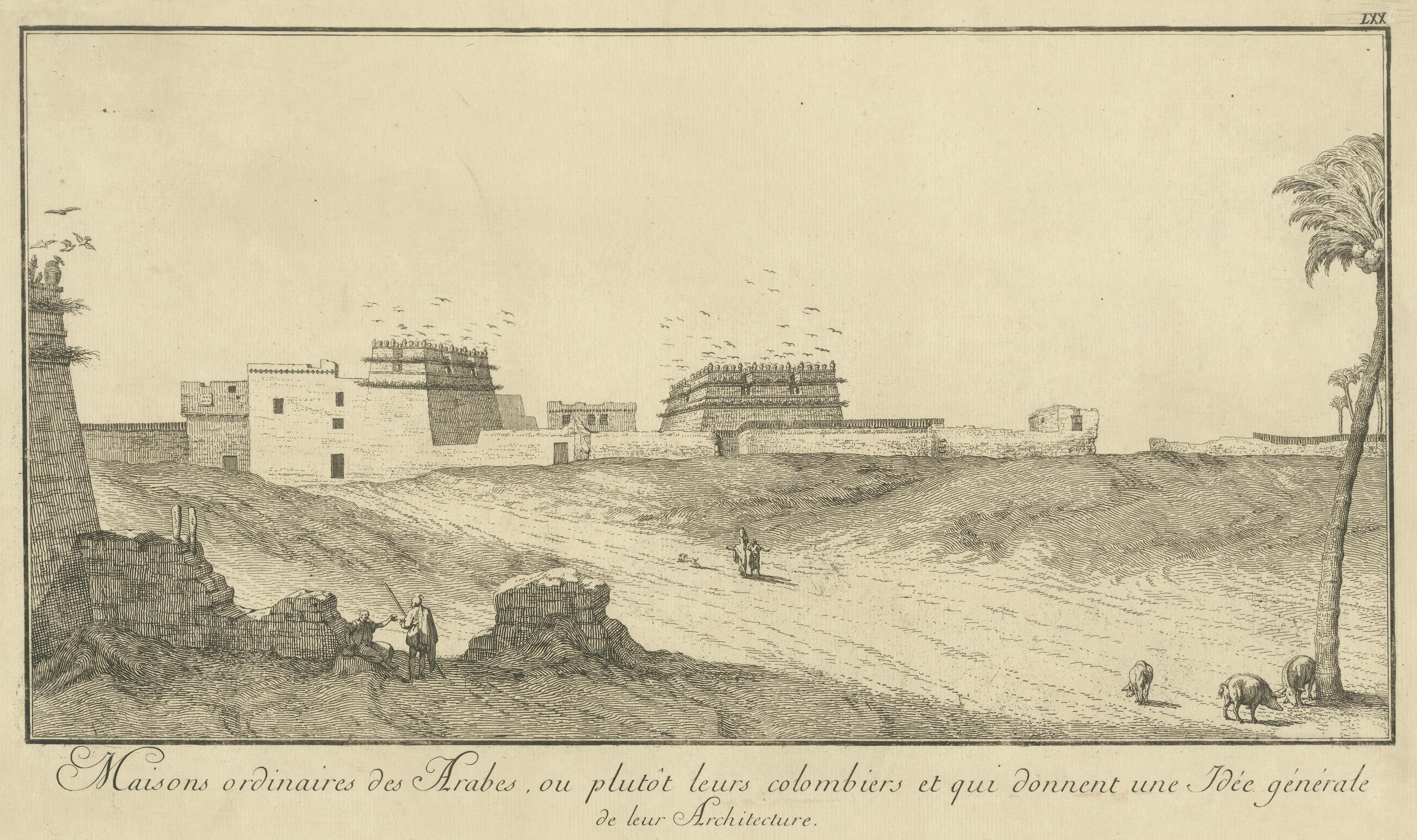 Arab Houses and Pigeon Towers in Egypt – Norden Architectural Engraving, c.1755