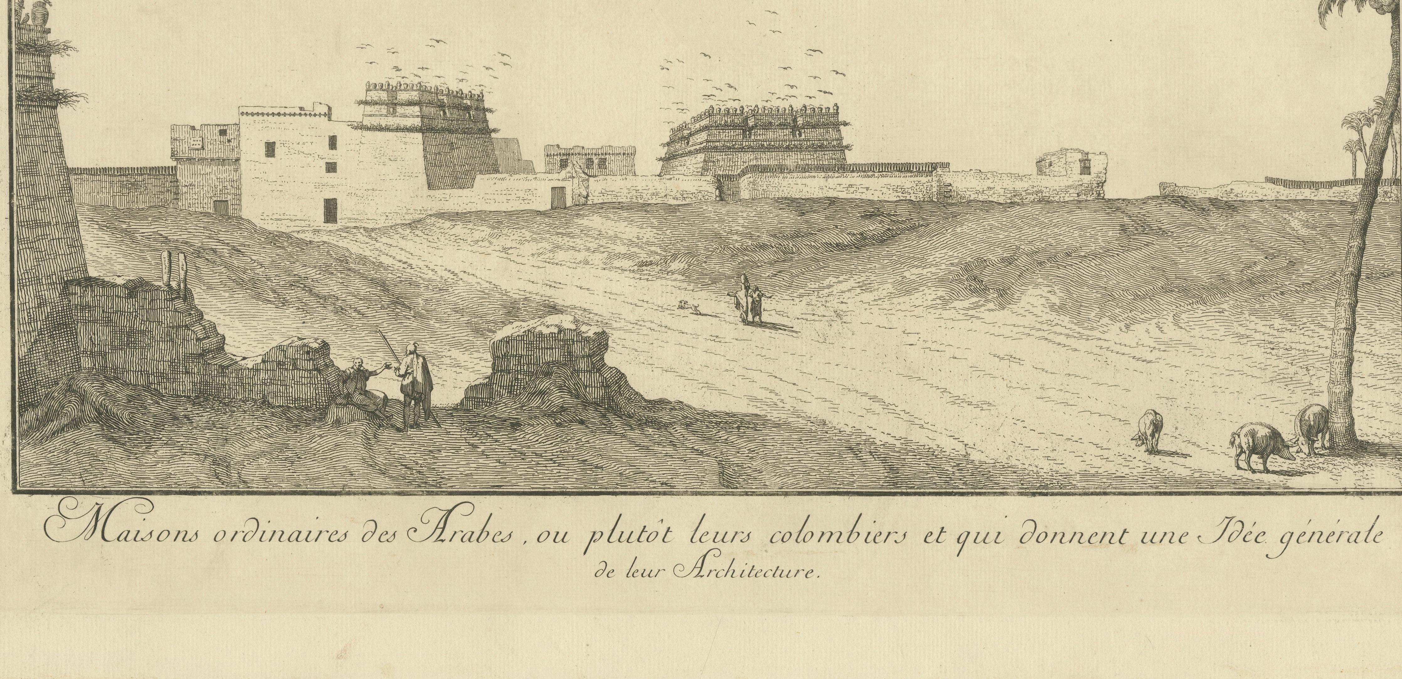 Arab Houses and Pigeon Towers in Egypt – Norden Architectural Engraving, c.1755