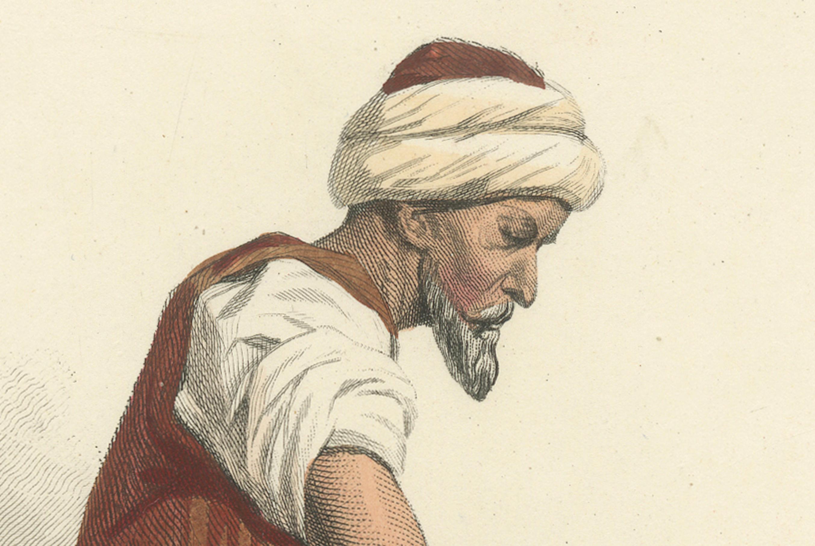 Arabischer Messerschleifer - Kairo Ägypten, Compte Calix Handkolorierter Druck 1853 (19. Jahrhundert) im Angebot