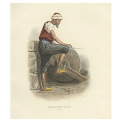 Antique Arab Knife Grinder – Cairo Egypt, Compte-Calix Hand-Colored Print 1853