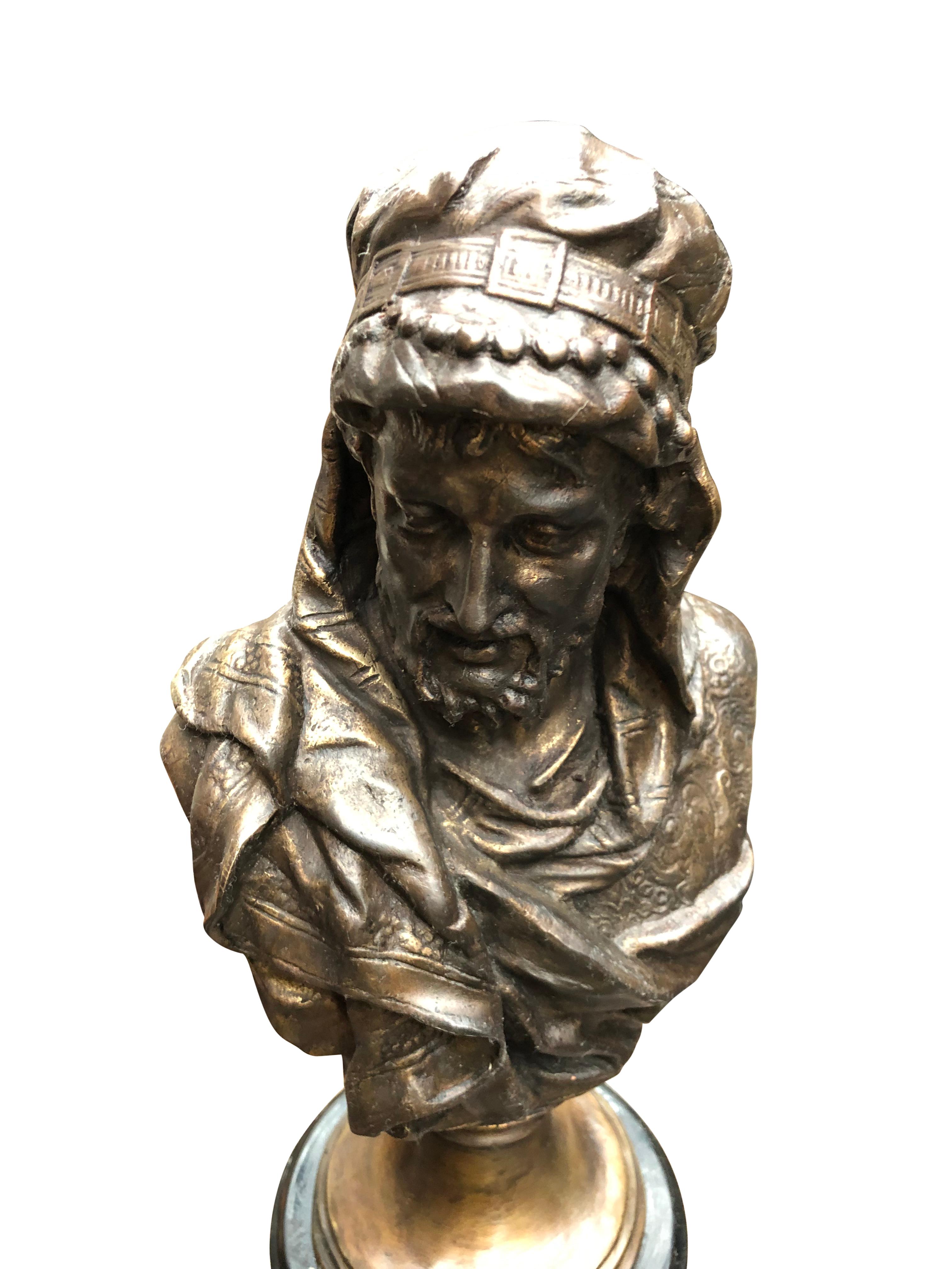 French Arab Man Bronze Sculpture, 20th Century