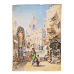 "Arab Market" Watercolor by Frederick Goodall