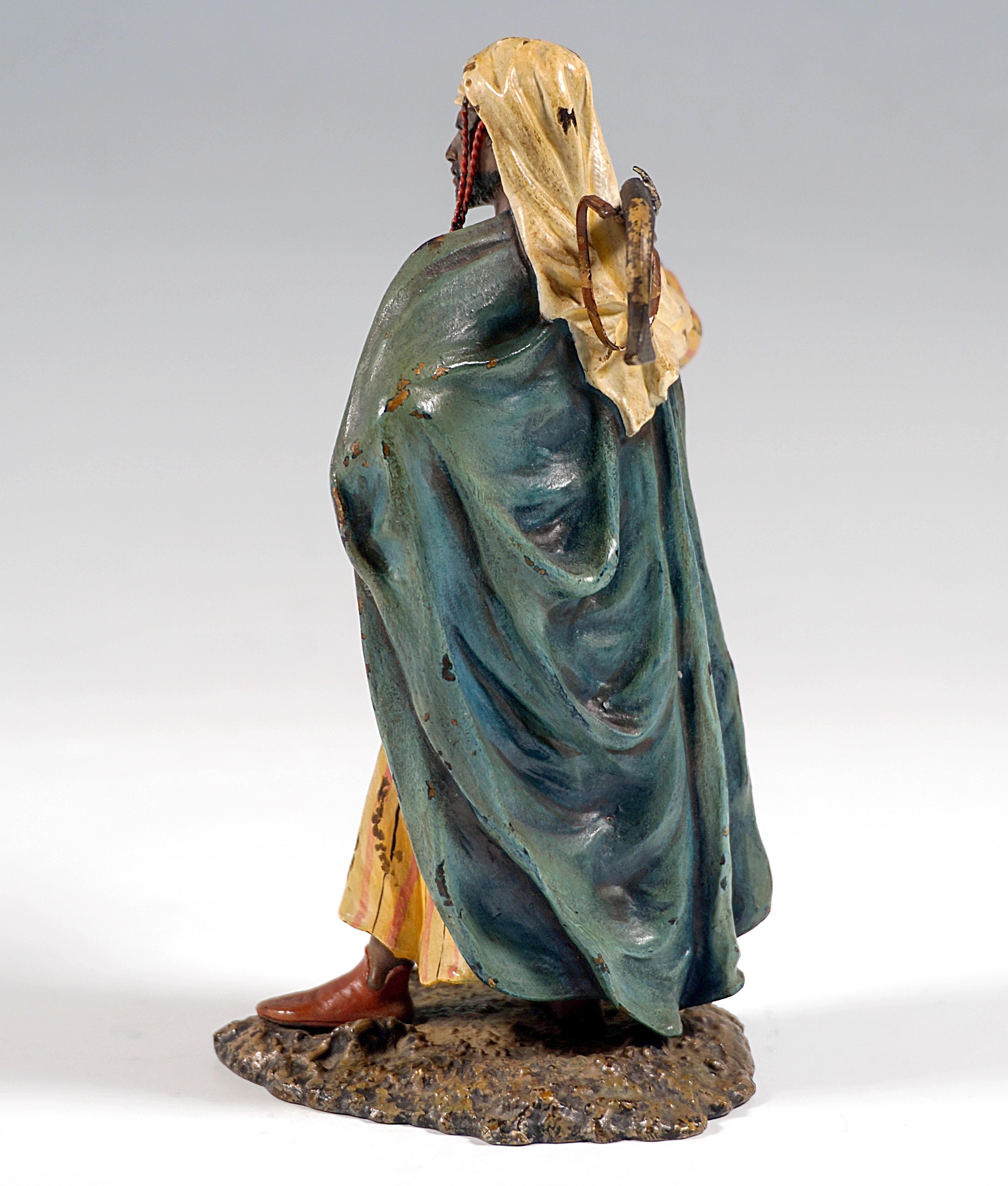 Austrian Arab with Rifle and Musket, Viennese Bronze Figure by Bergmann, Around 1900
