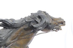 Arabe sur cheval, Lg Bronze, d'après Le Courtier, base en marbre Fantasia Arabe