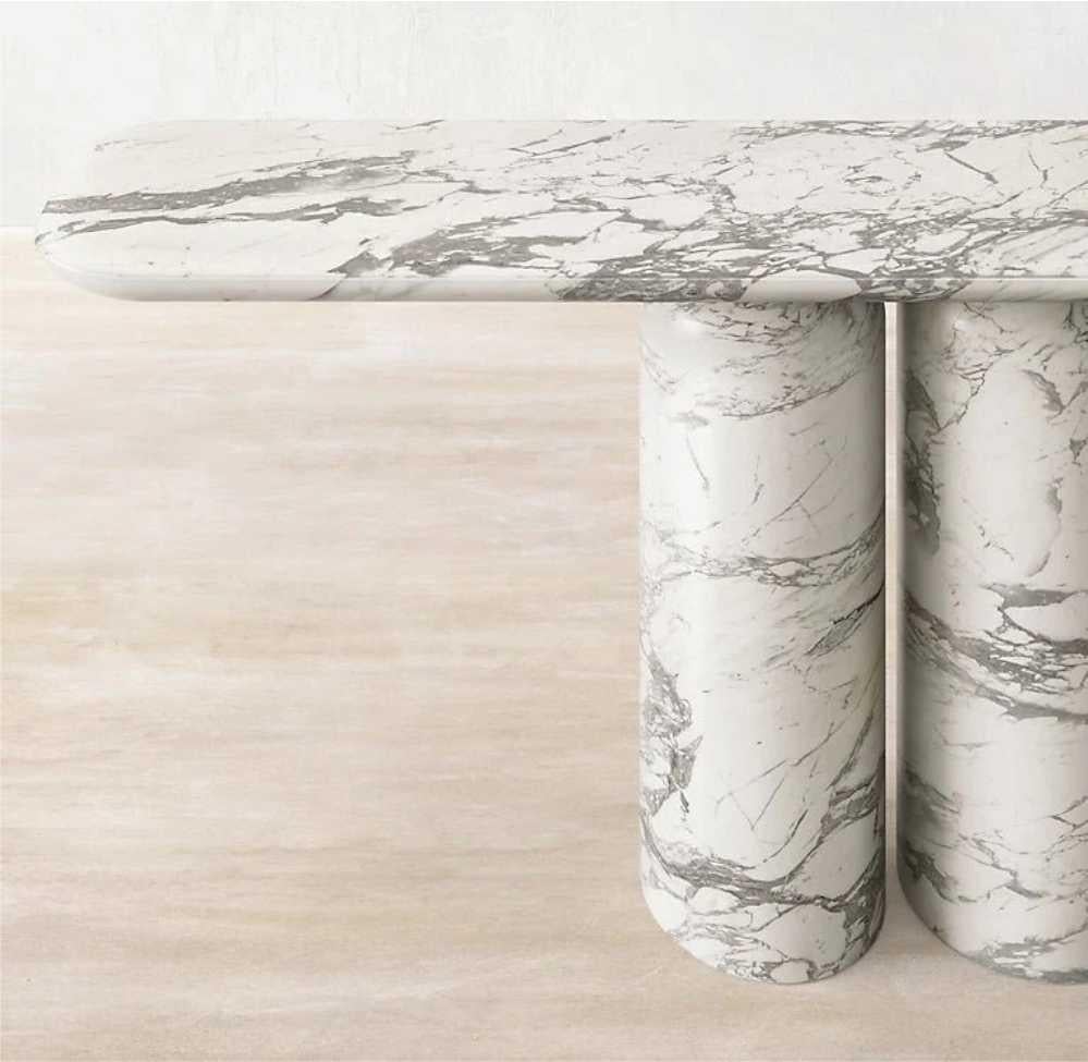 Introducing our exquisite selection of Arabescato marble Dining Table, expertly carved from solid blocks of stone to seamlessly bring modern style and the exquisite beauty of natural stone into your home.

The spacious marble top offers a luxurious