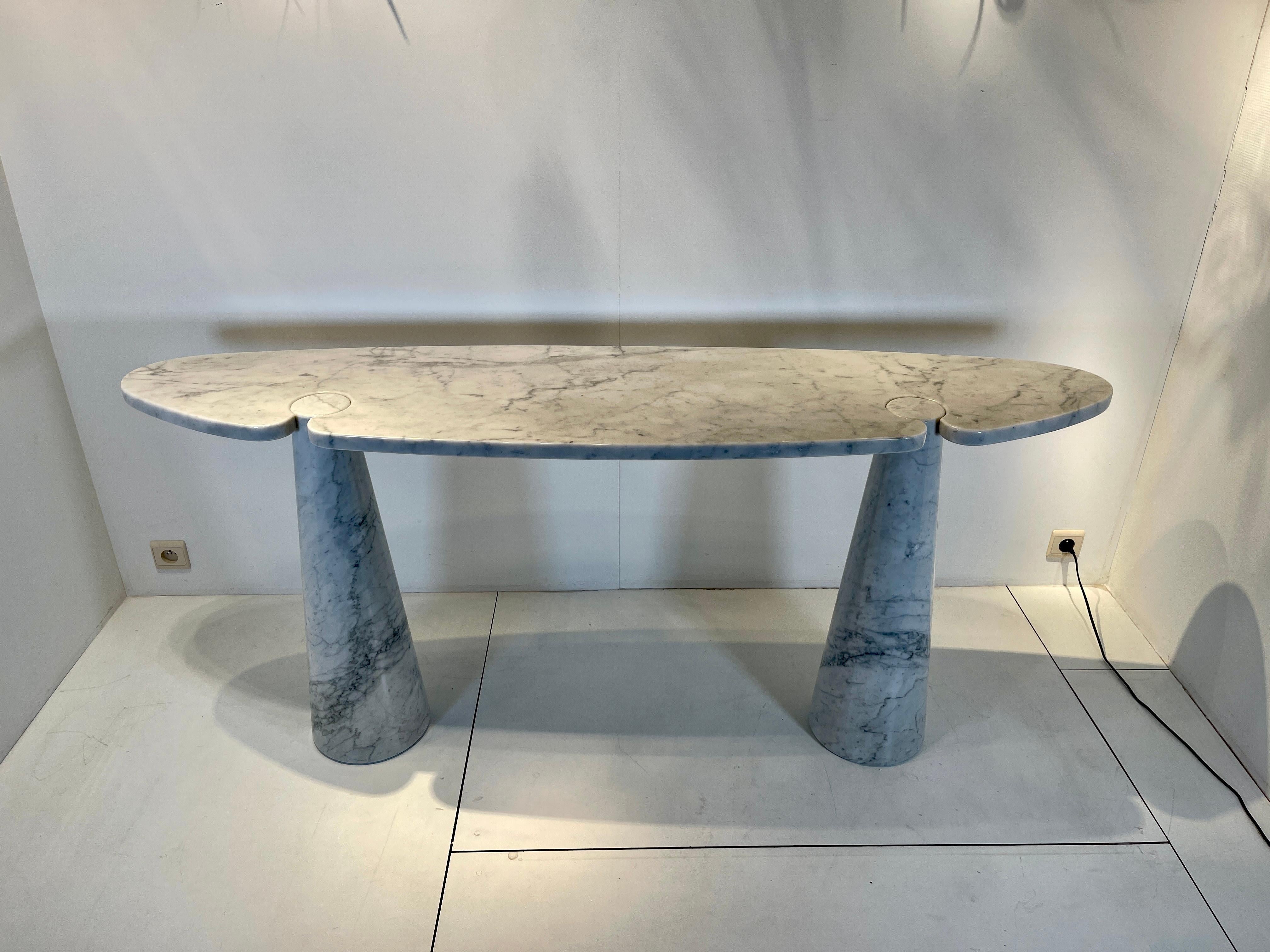 Italian Arabescato marble console table by Angelo Mangiarotti for Ed.Skipper, Italy 1970