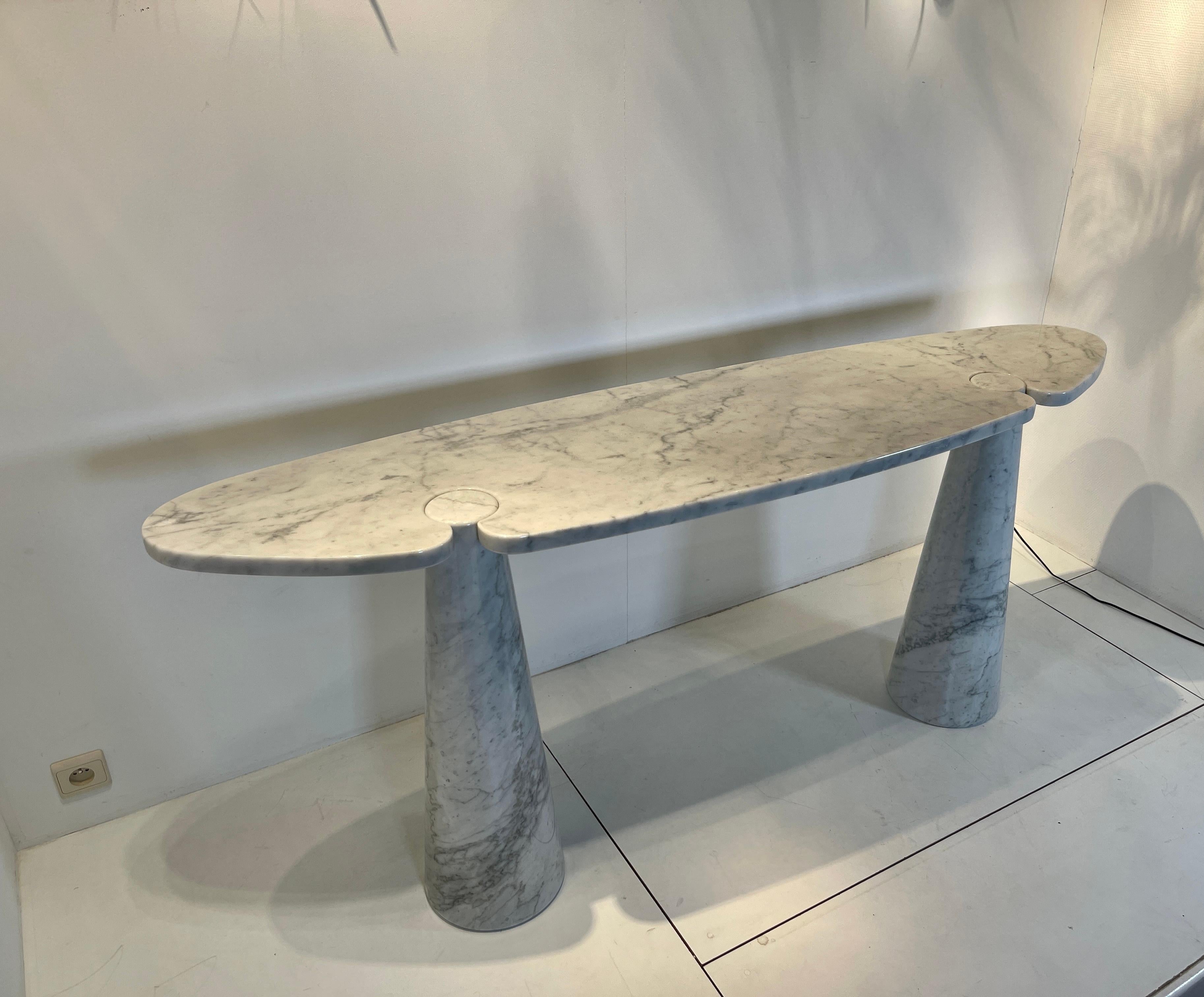 Late 20th Century Arabescato marble console table by Angelo Mangiarotti for Ed.Skipper, Italy 1970