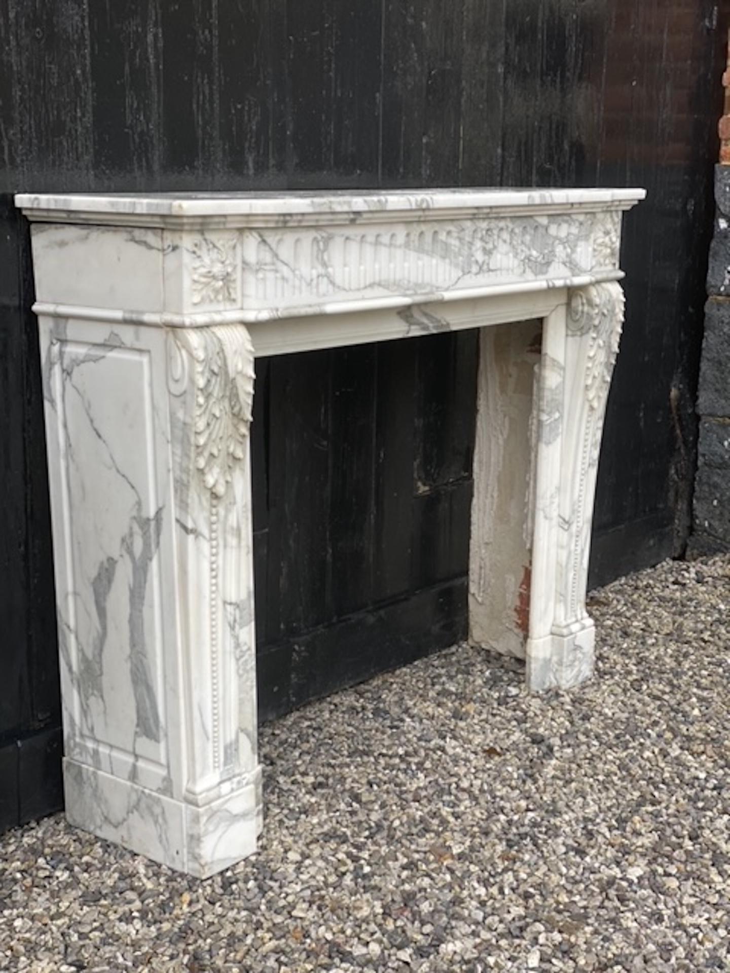 Arabescato Marble Fireplace Louis XVI Style 1