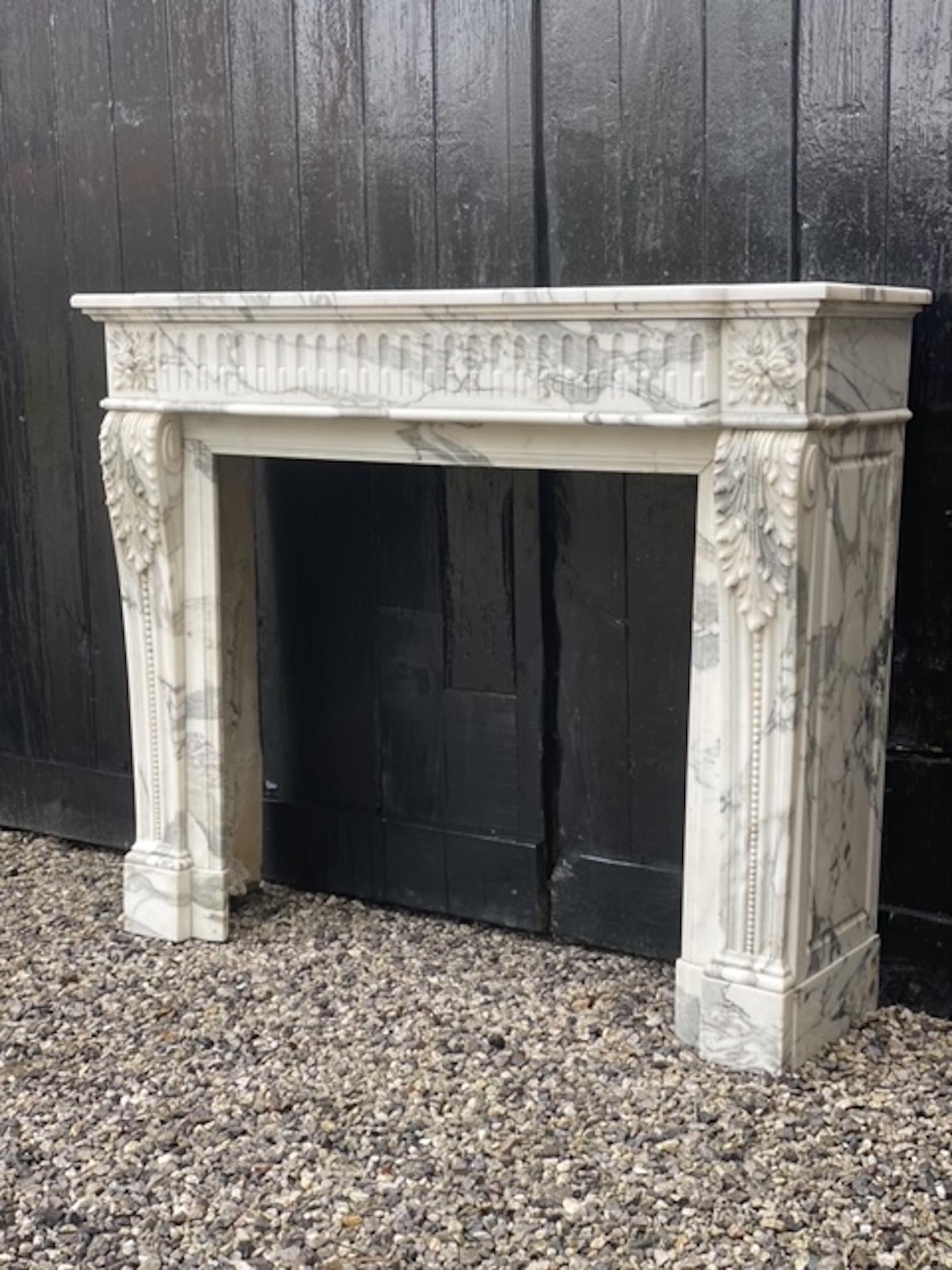 Arabescato Marble Fireplace Louis XVI Style 4