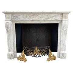 Arabescato Marble French Antique Front Fireplace