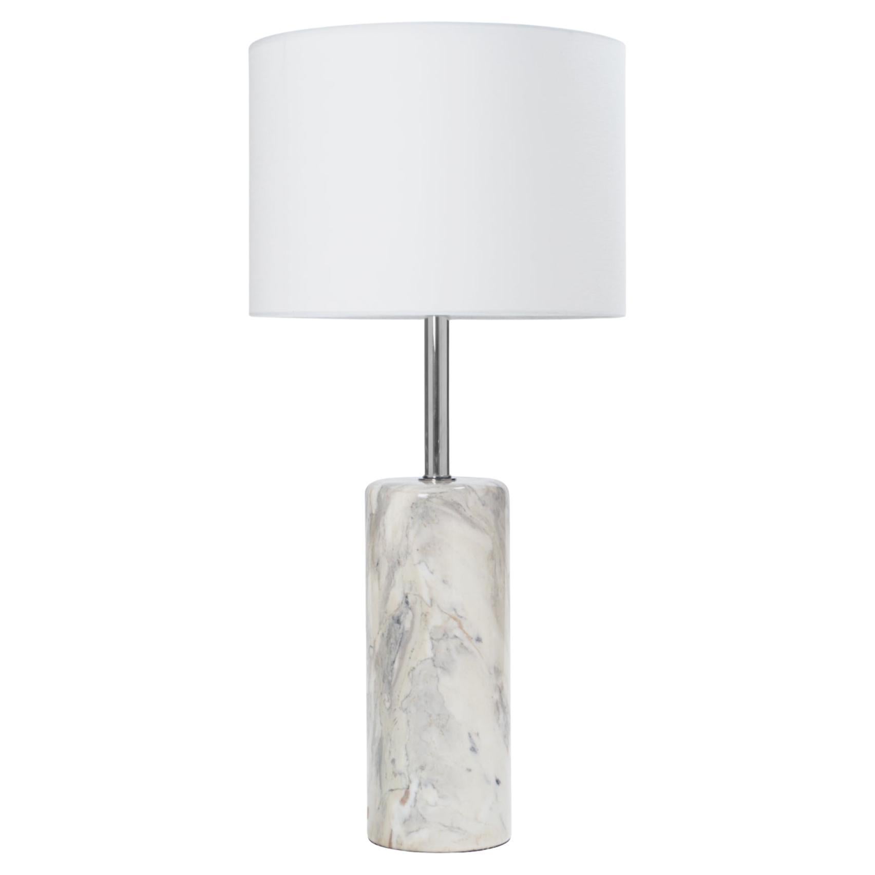 Arabescato Tisch-Akzentlampe aus Marmor und Nickel von Nessen Studios im Angebot