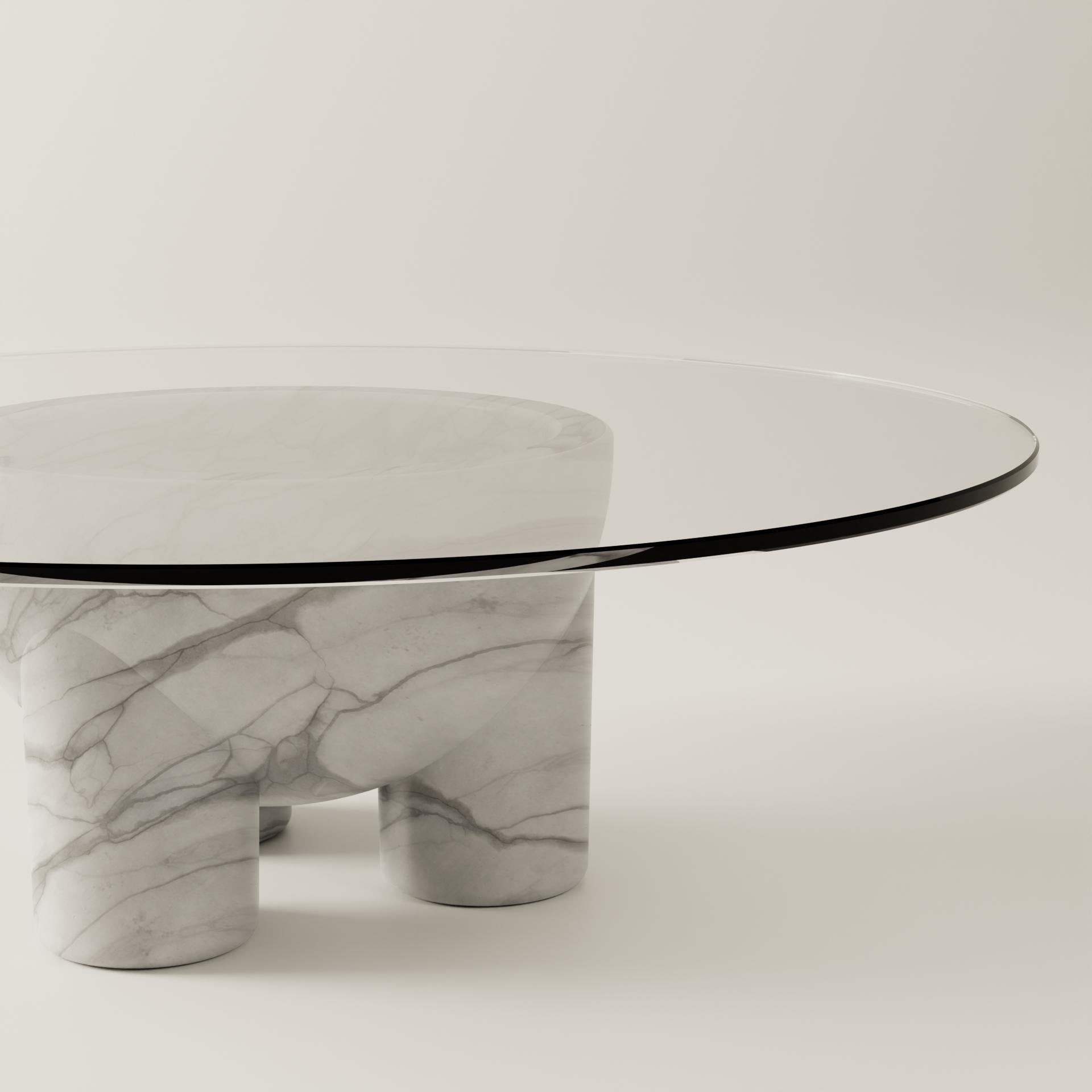 Glass Arabescato marble U Line 'tAAAble' by BURGIO For Sale