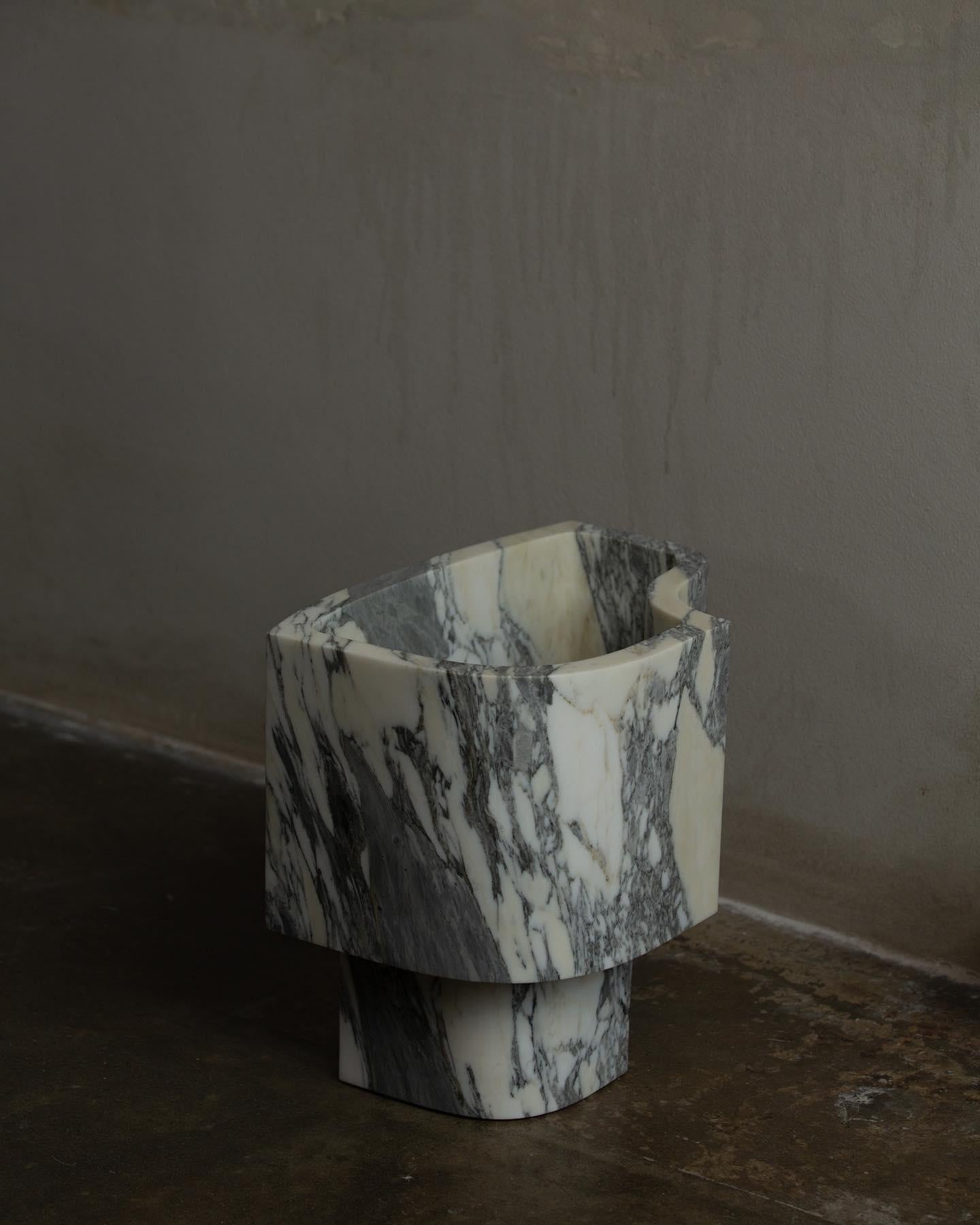 Australian Irregular Top Black and White Marble Offset Lamp by Henry Wilson For Sale