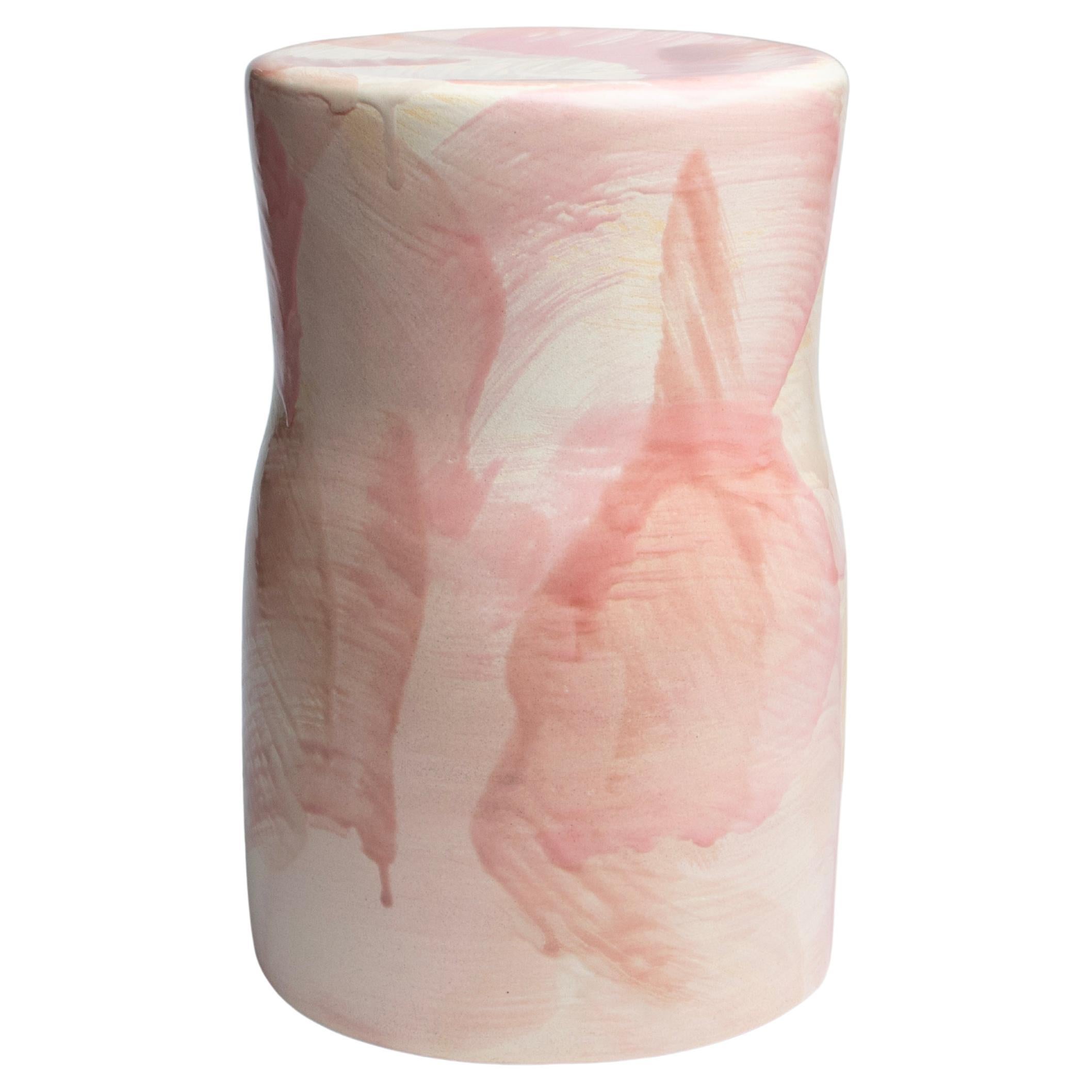 Arabesque 02 Glazed Stoneware Stool by Pascale Girardin