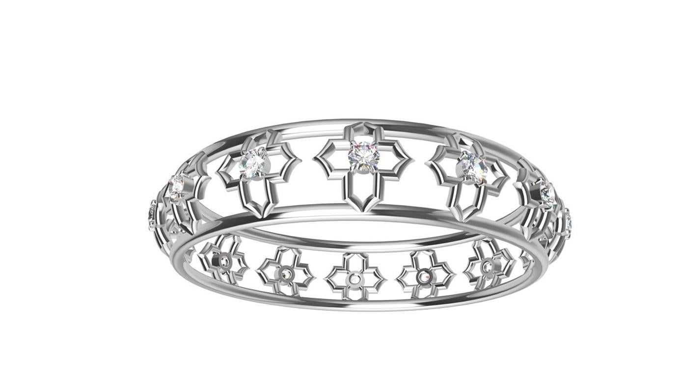 Contemporain Arabesque Bracelet jonc en or 18 carats et diamants certifiés GIA en vente