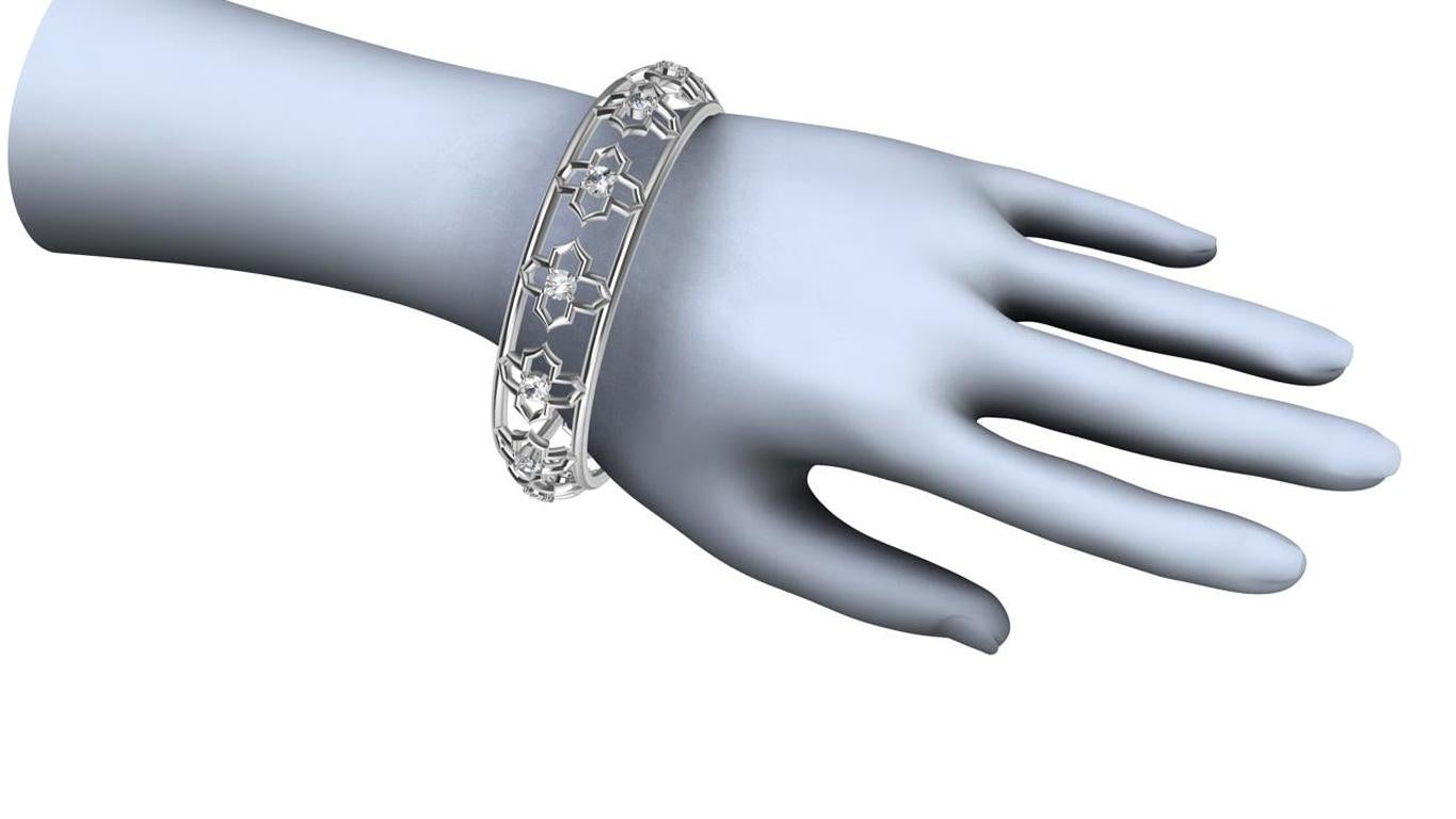 Arabesque Bracelet jonc en or 18 carats et diamants certifiés GIA Pour femmes en vente