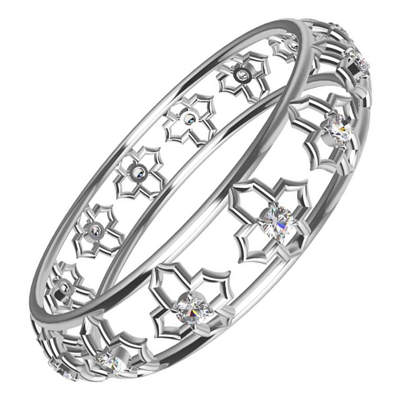 Arabesque Bracelet jonc en or 18 carats et diamants certifiés GIA en vente