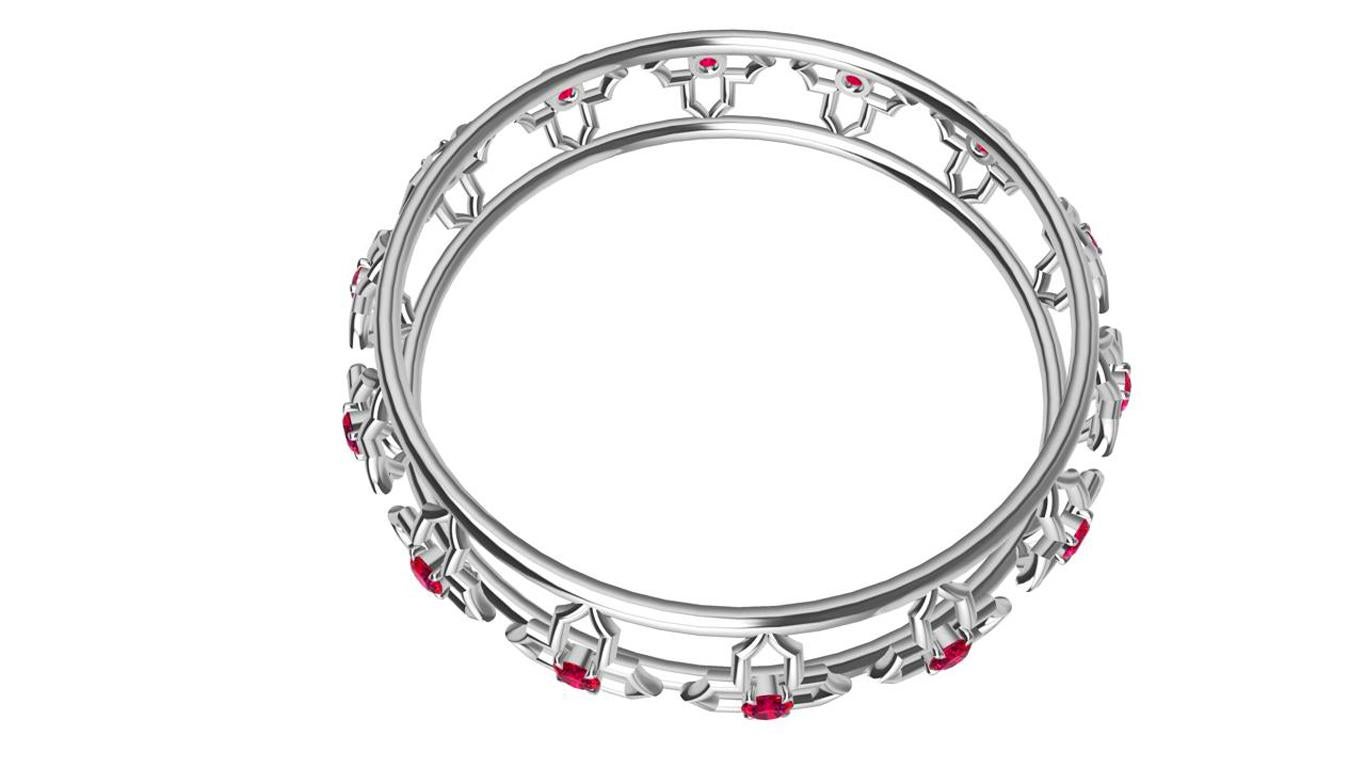 Brazalete Arabesco y Rubí de Oro Blanco de 18 Kilates Contemporáneo