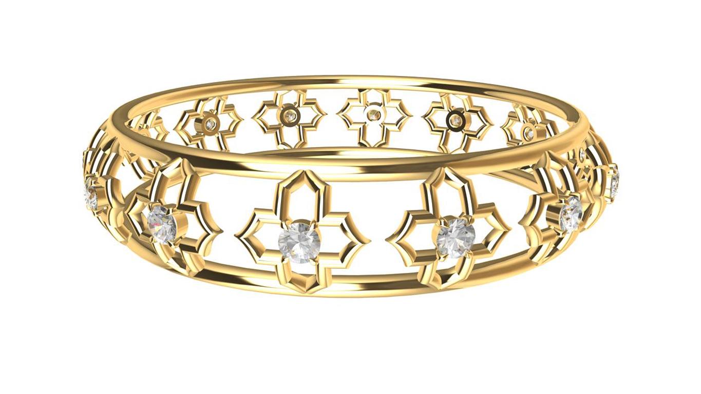 bracelet en or jaune 18 carats Arabesque et diamants certifiés GIA, 