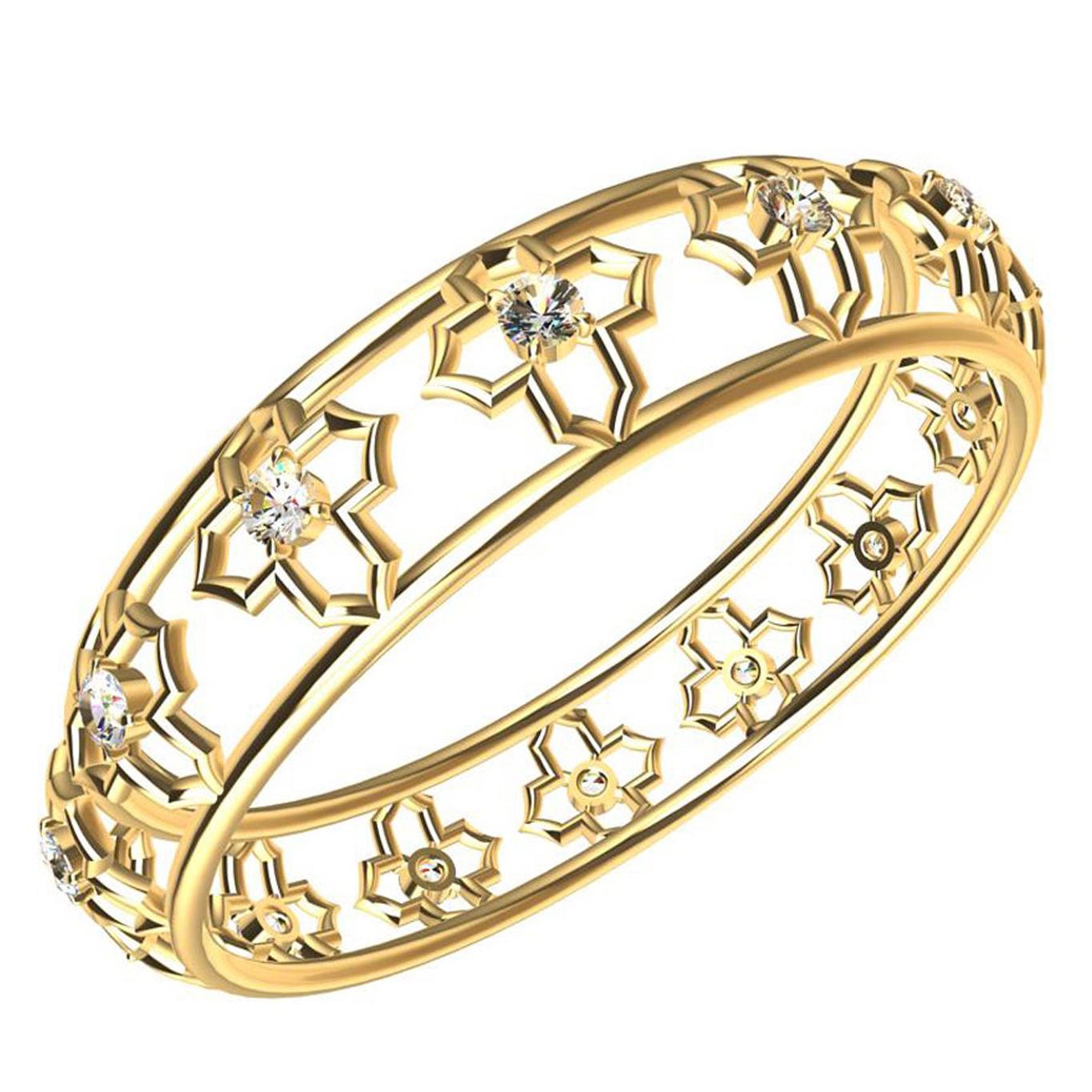 Bracelet jonc en or jaune 18 carats avec arabesque et diamants certifiés GIA