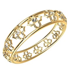 Used 18 Karat Yellow Gold Arabesque and GIA Certified Diamond Bangle