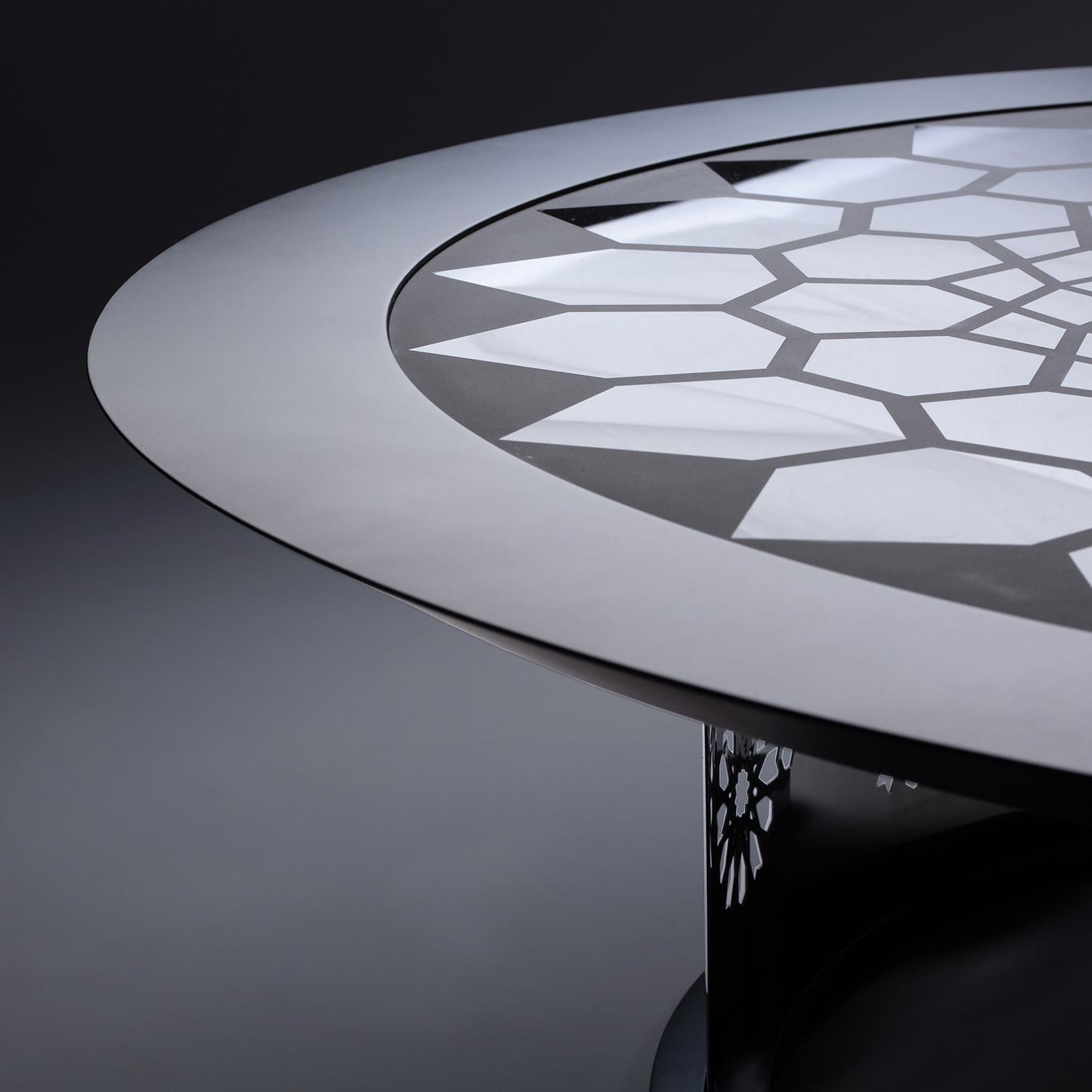 Modern Arabesque Black Lacquer and Glass Coffee Table, Designed by João Faria