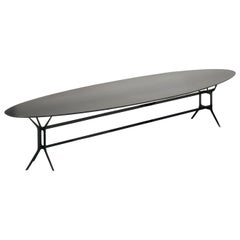 In Stock in Los Angeles, Arabesque Black Metal Dining Table, Made in Italy