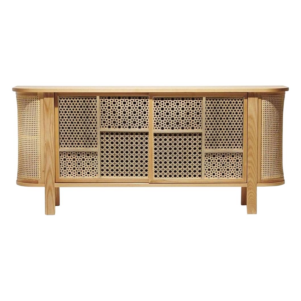 Arabesque Buffet with Laser Cut Panels and Rattan Details