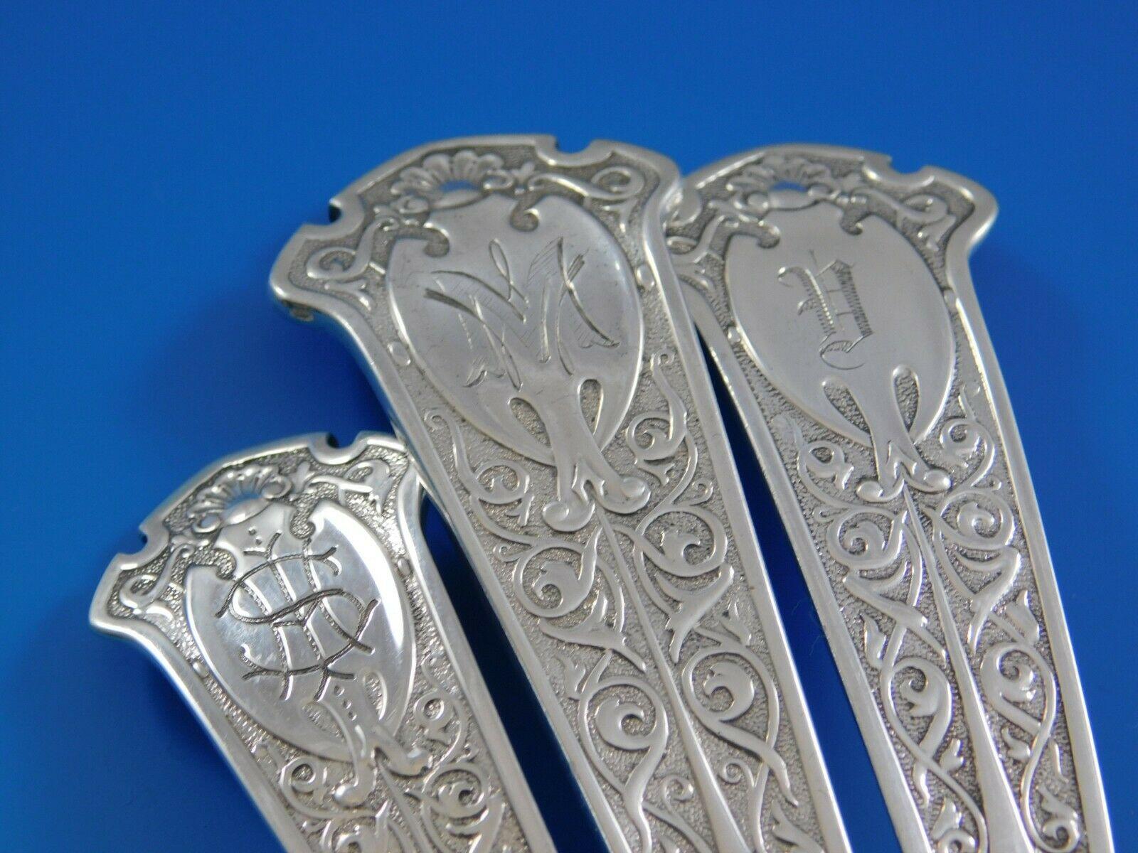 19th Century Arabesque by Wendt Sterling Silver Flatware Set for 12 Service 52 Pieces Rare For Sale