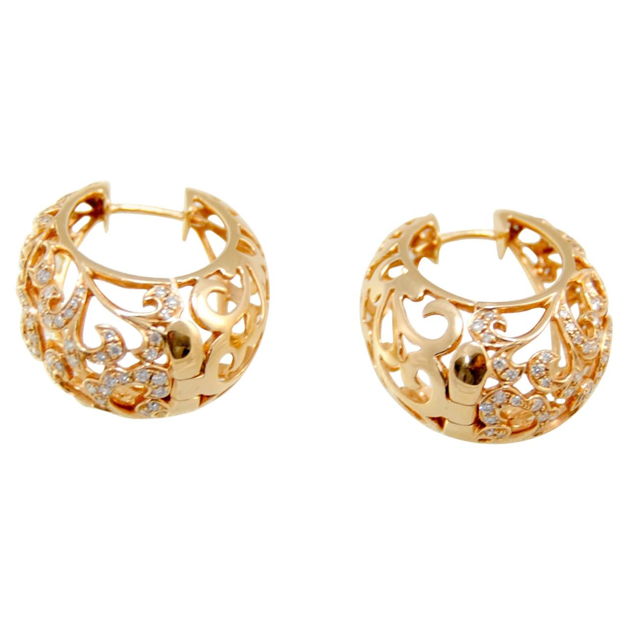 Pomellato style Arabesque 18kt Pink Gold 0.85 Carat Diamonds Earrings