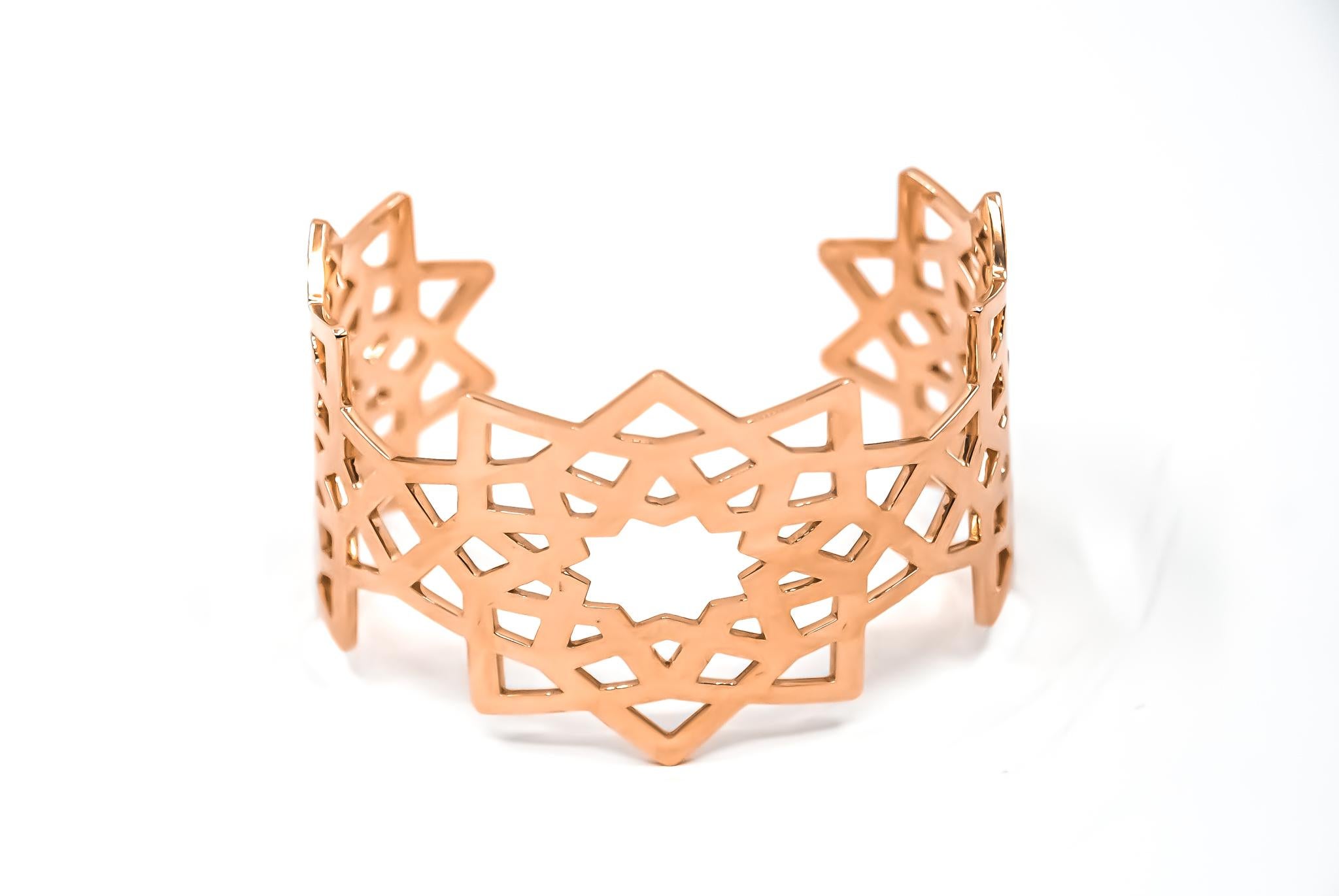 Art Deco Arabesque Deco Andalusian Style Cuff Bracelet in 18kt Rose Gold For Sale