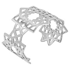 Arabesque Deco Andalusian Style Cuff Bracelet in 18kt White Gold