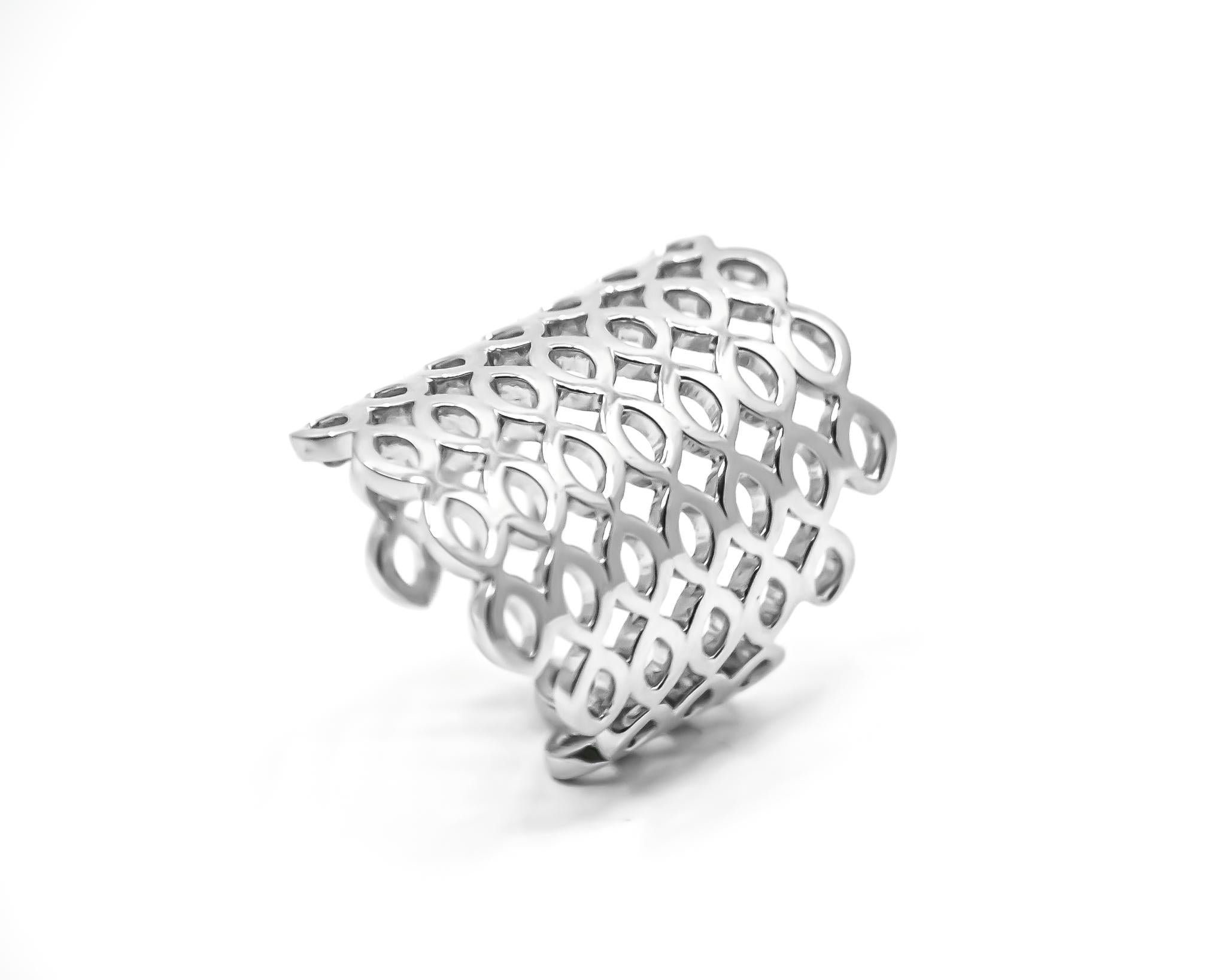 Women's Arabesque Deco Andalusian Style Ring of Andalusia in 18kt White Gold For Sale