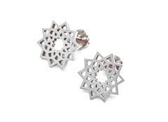 Arabesque Deco Andalusian Style Stud Earrings in Platinum