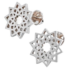 Arabesque Deco Andalusian Style Stud Earrings in Platinum