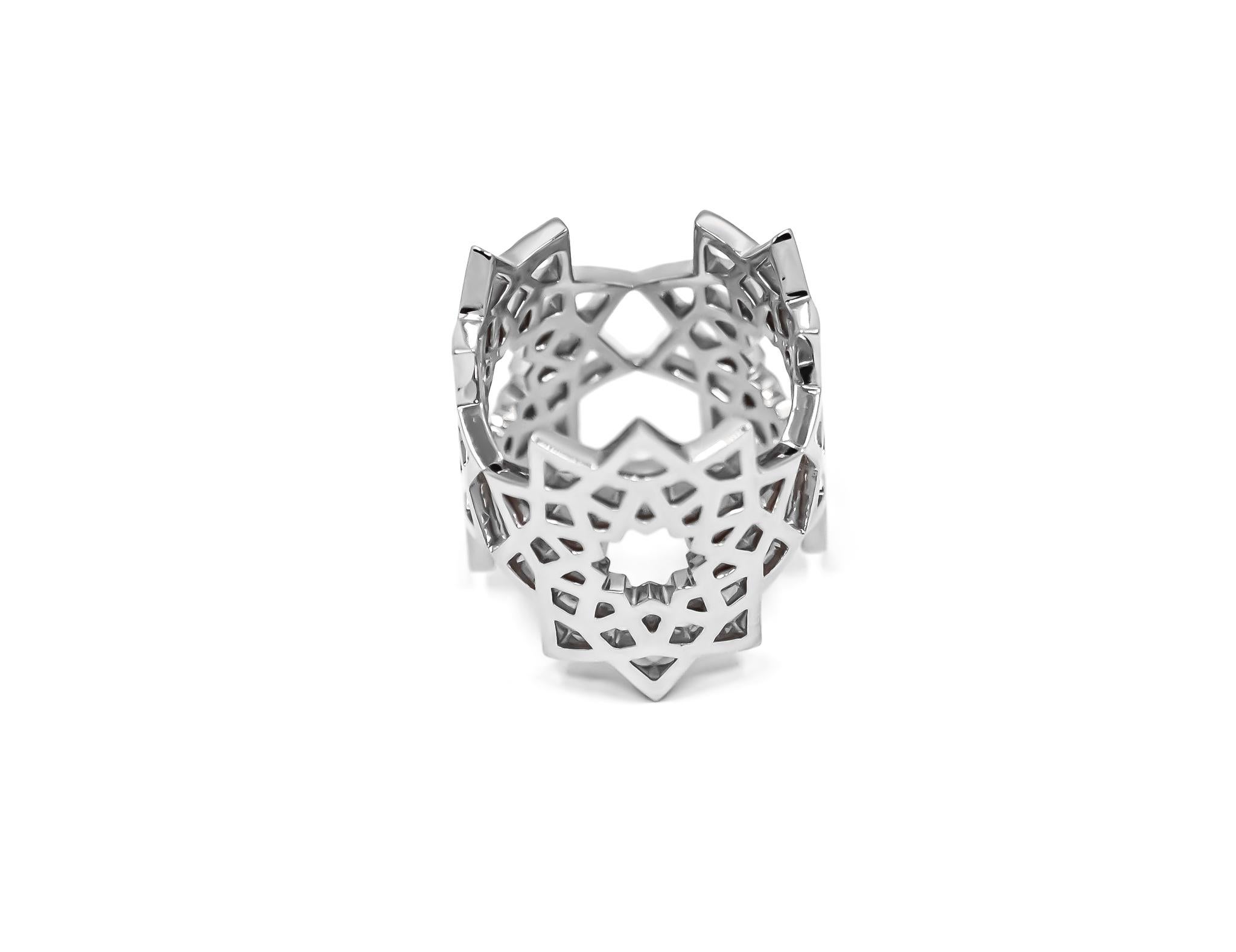 For Sale:  Arabesque Deco Andalusian Style Ring in 18kt White Gold 3