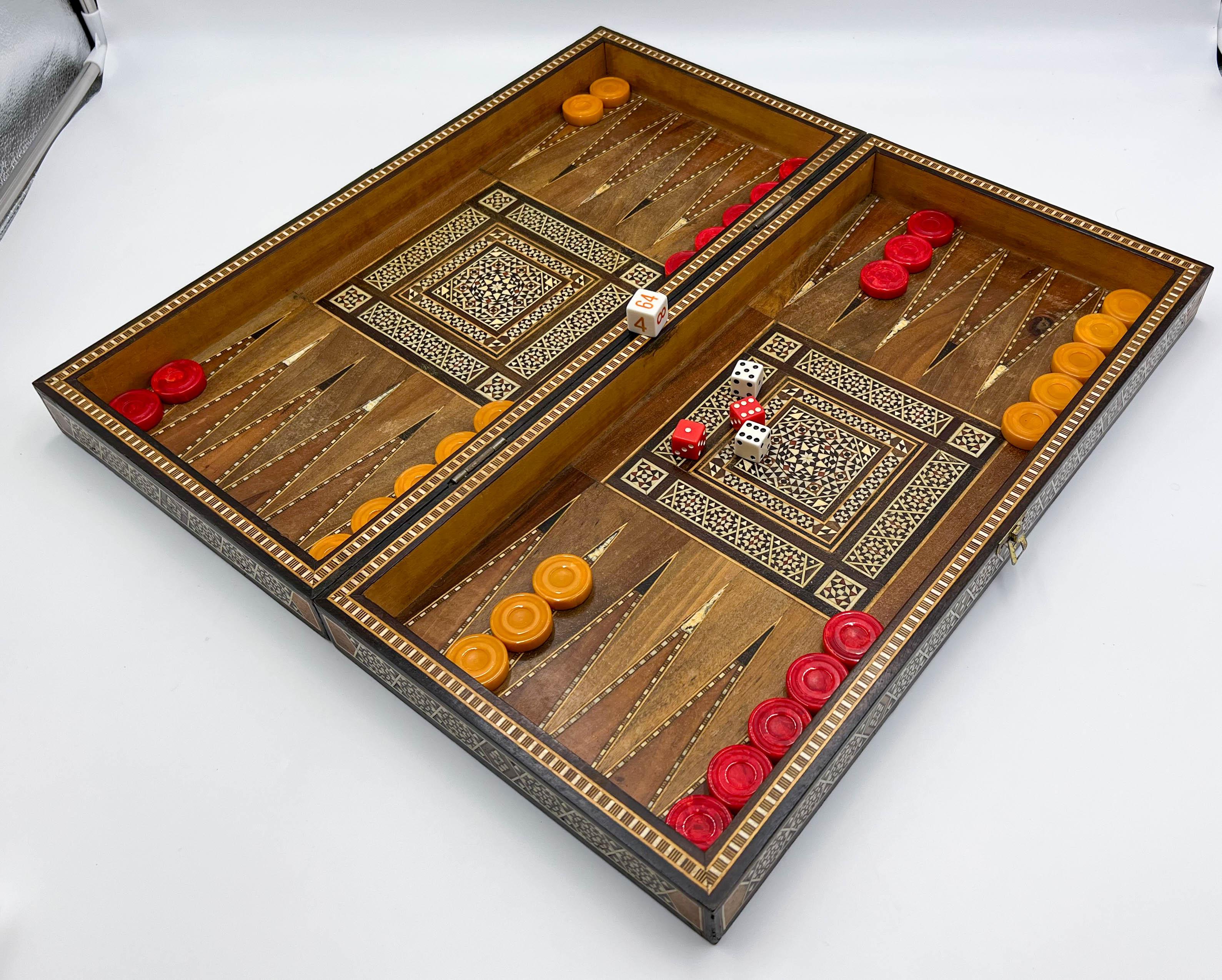 Inlay Arabesque Inlaid Backgammon & Chess Game Board
