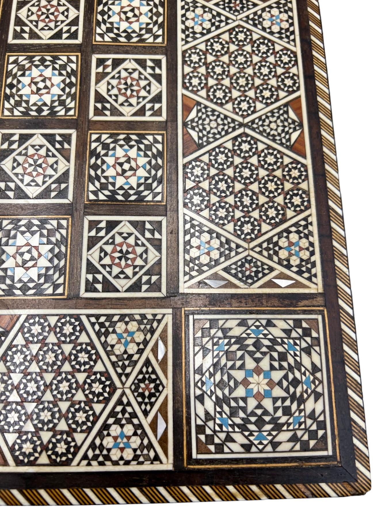 Mid-20th Century Arabesque Inlaid Backgammon & Chess Game Board For Sale