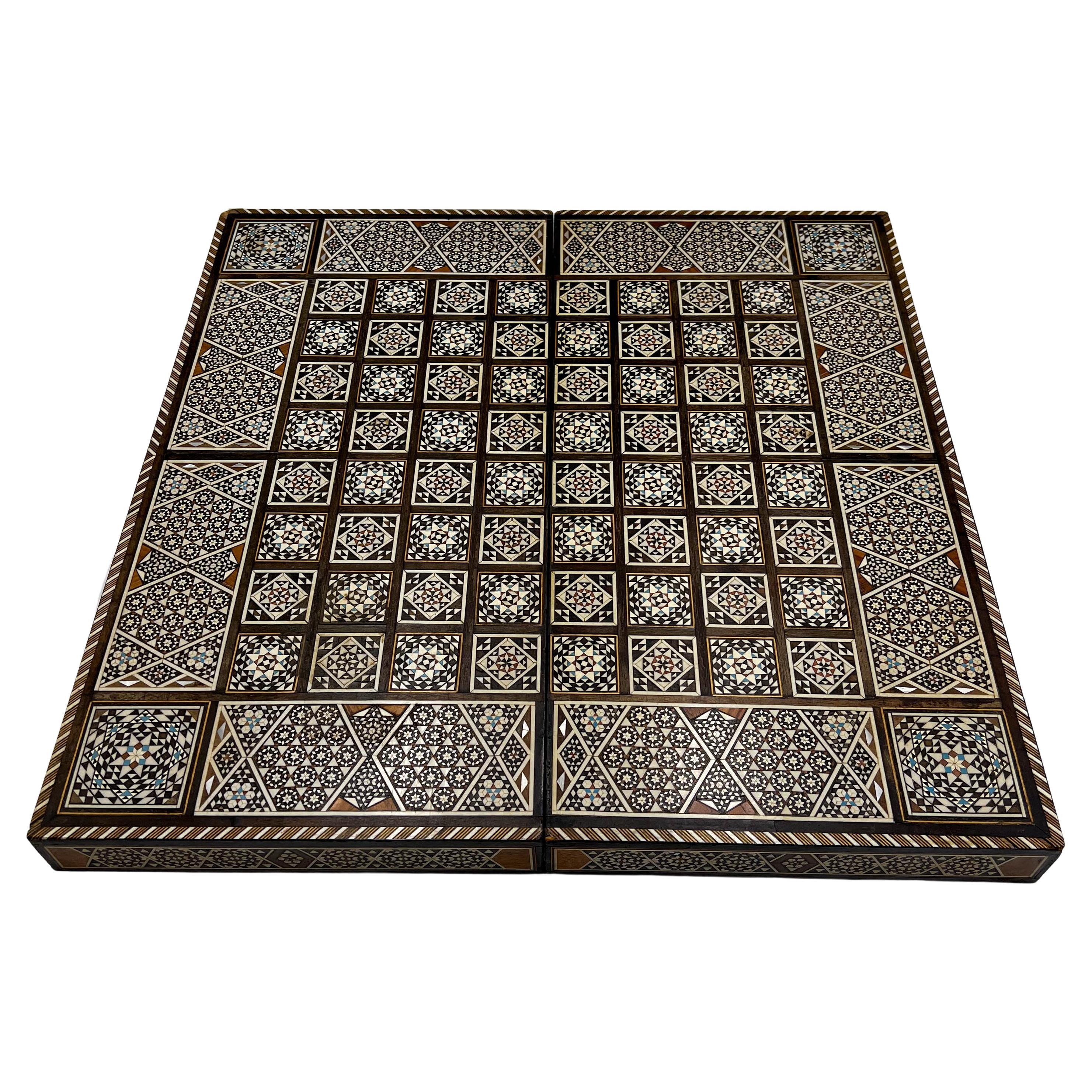 Arabesque Inlaid Backgammon & Chess Game Board