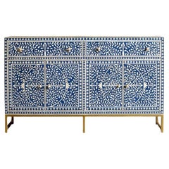 Arabesque Inlay Four-Door Buffet - Blue by House of Jaipur