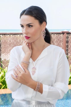 Arabesque Pendant Necklace in 18K Rose Gold with Pink Sapphires and Diamonds