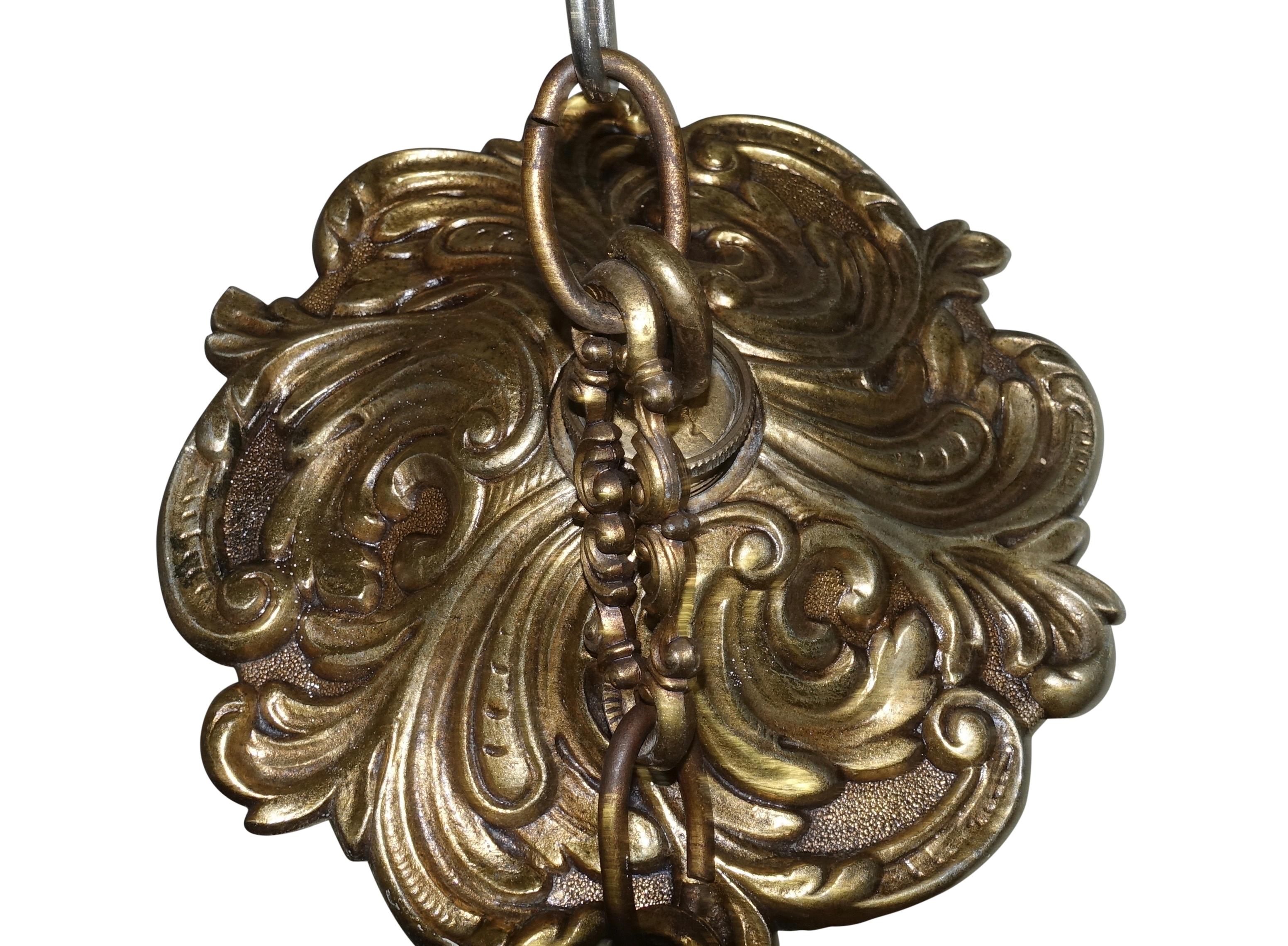 Arabesque Style Brass and Multicolored Jewel Glass Lantern, American, 1940s 4