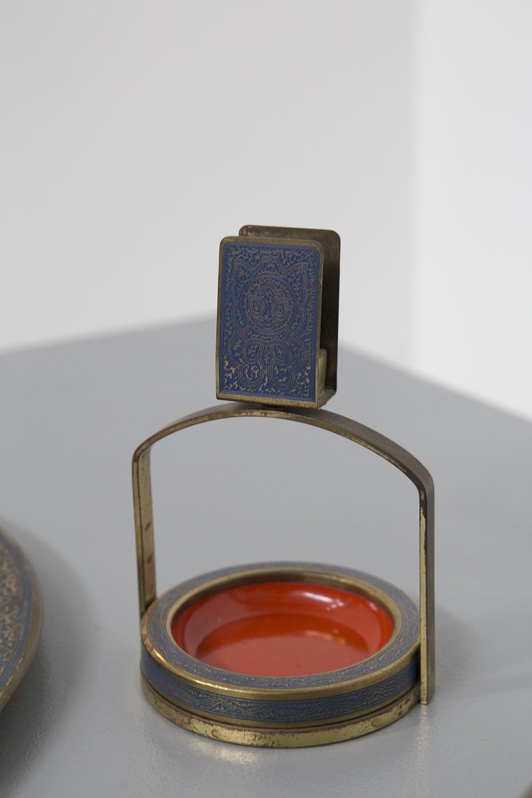 Arabesque Tea and Smoking Set in Brass and Varnish from Marrakesh For ...